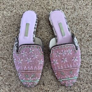 Meher Kakalia Embellished Beaded Pink Slip-On Mules